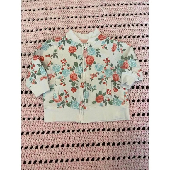 carters baby girl zip up floral sweatshirt size 3 M, perfect for spring! - Picture 1 of 3